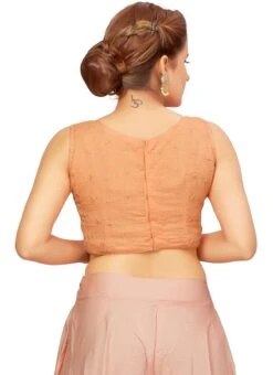 Peach Blended Cotton Sequins Blouse After Six Wear -ZariGrace Shop peach blended cotton sequins blouse blmff1827pk b