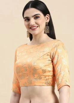 Peach Brocade Blouse Festive Wear