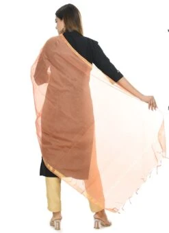 Peach Chanderi Cotton Dupatta Festive Wear -ZariGrace Shop peach chanderi cotton dupatta dpdmfmfd029 b
