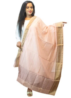 Peach Chanderi Dupatta Festive Wear -ZariGrace Shop peach chanderi dupatta dpsoas1087 u
