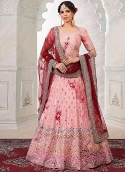 Peach Art Silk Embroidered And Mirror Work Umbrella Lehenga Wedding Wear 8 Peach Art Silk Embroidered And Mirror Work Umbrella Lehenga Wedding Wear -ZariGrace Shop peach color art silk embroidered and mirror work umbrella lehenga ghska46486086 u