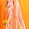 Peach Color Patola Silk With Zari Weaving Work Saree Party Wear -ZariGrace Shop peach color patola silk with zari weaving work saree sasom110706 l