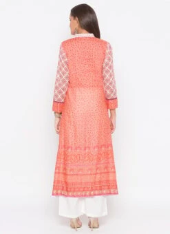 Peach Cotton Palazzo Set Party Wear -ZariGrace Shop peach cotton palazzo set krsmnkc2009 b