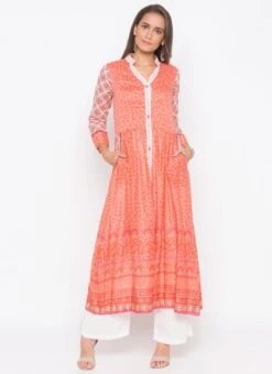 Peach Cotton Palazzo Set Party Wear -ZariGrace Shop peach cotton palazzo set krsmnkc2009 u