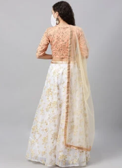 Peach Embroidered N White Organza Lehenga Party Wear 13 Peach Embroidered N White Organza Lehenga Party Wear -ZariGrace Shop peach embroidered n white organza lehenga GHBS02004293 b