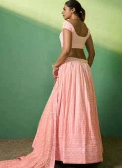 Peach Faux Georgette Embroidered Umbrella Lehenga Wedding Wear 9 Peach Faux Georgette Embroidered Umbrella Lehenga Wedding Wear -ZariGrace Shop peach faux georgette embroidered umbrella lehenga ghsad85005 b