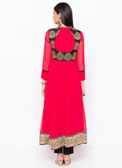 Peach Georgette Kurta Straight Pant Set Party Wear -ZariGrace Shop peach georgette kurta straight pant set krsmnkc2041 b