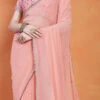 Peach Georgette Saree Party Wear -ZariGrace Shop peach georgette saree samkns10142512 l