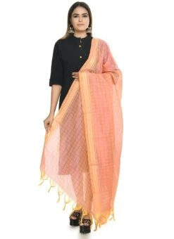 Peach Handloom Cotton Weaving Work Dupatta Work Wear -ZariGrace Shop peach handloom cotton weaving work dupatta dpdmimfd053 u