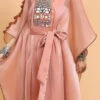 Peach Handpainted Kaftan Set Party Wear -ZariGrace Shop peach handpainted kaftan set kfdasct2 l