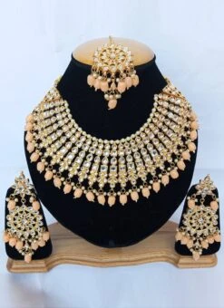 Peach Necklace Set Wedding Wear -ZariGrace Shop peach necklace set jynsmniczb122 b