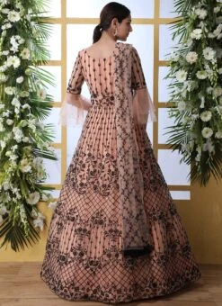 Peach Net Anarkali Gown Party Wear -ZariGrace Shop peach net anarkali gown bgwsshs4201 b