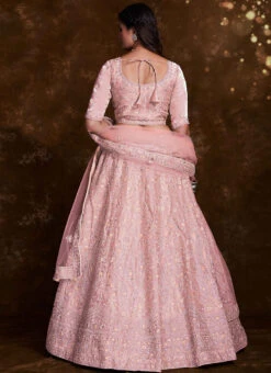 Peach Organza Embroidered Umbrella Lehenga Wedding Wear -ZariGrace Shop peach organza embroidered umbrella lehenga ghska467275012 b