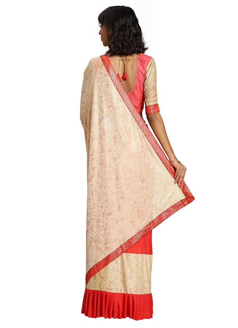 Peach Silk Saree Festive Wear 6 Peach Silk Saree Festive Wear - Image 4