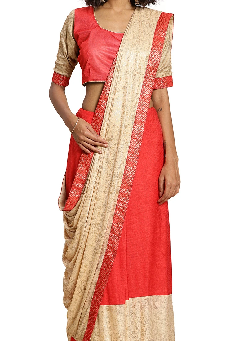 Peach Silk Saree Festive Wear 3 Peach Silk Saree Festive Wear