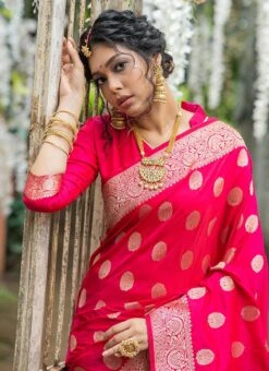 Pink Art Banarasi Silk Zari Saree Festive Wear -ZariGrace Shop pink art banarasi silk zari saree sasvw604f b