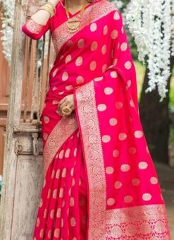 Pink Art Banarasi Silk Zari Saree Festive Wear