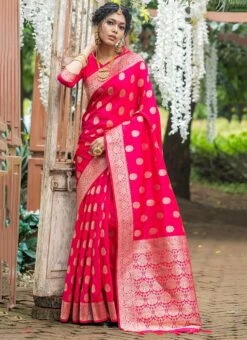 Pink Art Banarasi Silk Zari Saree Festive Wear -ZariGrace Shop pink art banarasi silk zari saree sasvw604f u