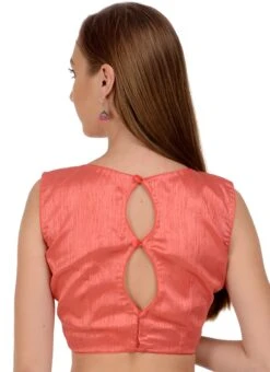 Pink Art Dupion Silk Plain Blouse Festive Wear -ZariGrace Shop pink art dupion silk plain blouse bldiw17 b