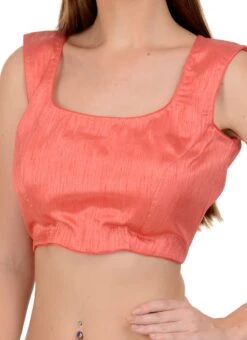 Pink Art Dupion Silk Plain Blouse Festive Wear