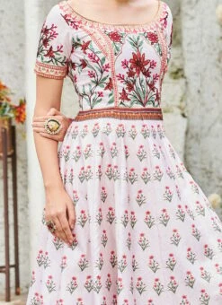 Pink Art Silk Anarkali Gown Party Wear