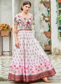Pink Art Silk Anarkali Gown Party Wear -ZariGrace Shop pink art silk anarkali gown bgwsjssb1202 u
