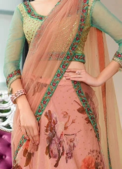 Pink Art Silk Digital Printed A Line Lehenga Party Wear