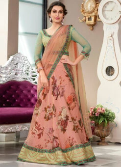 Pink Art Silk Digital Printed A Line Lehenga Party Wear -ZariGrace Shop pink art silk digital printed a line lehenga ghsjssb1005 u