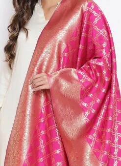 Pink Art Silk Dupatta Festive Wear