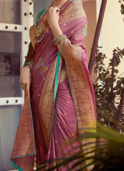 Pink Art Silk Jacquard Sari Festive Wear
