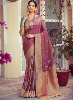 Pink Art Silk Jacquard Sari Festive Wear -ZariGrace Shop pink art silk jacquard sari sasli21214407 u