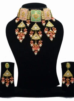 Pink Blue Kundan Necklace Set Party Wear 7 Pink Blue Kundan Necklace Set Party Wear -ZariGrace Shop pink blue kundan necklace set jynsddrj98217h b