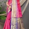 Pink Color Patola Silk With Gold Zari Weaving Work Saree Festive Wear -ZariGrace Shop pink color patola silk with gold zari weaving work saree sasom110748 l