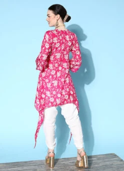 Pink Cotton Printed Kurta Dhoti Set After Six Wear -ZariGrace Shop pink cotton printed kurta dhoti set krsmz276733pi b