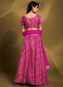 Pink Crepe Printed Work Umbrella Lehenga Choli Party Wear -ZariGrace Shop pink crepe printed work umbrella lehenga choli ghska462371004 b