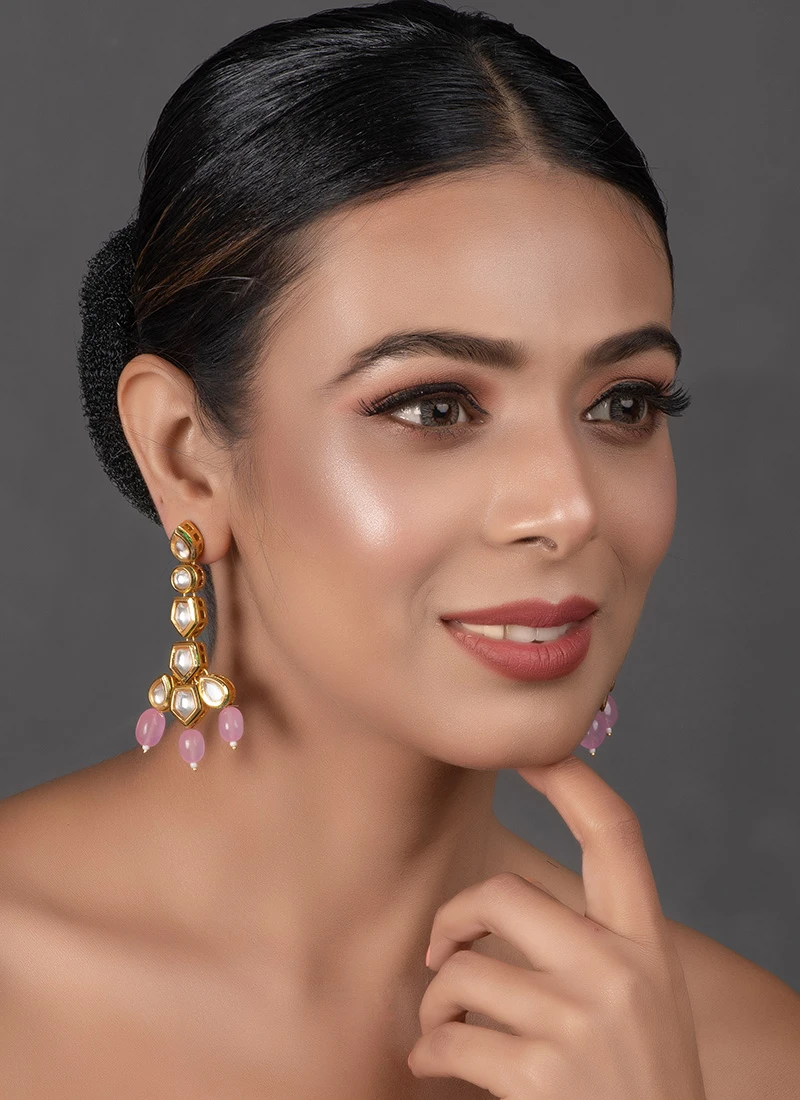 Pink Danglers Earrings Party Wear 5 Pink Danglers Earrings Party Wear - Image 3