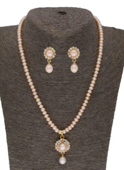 Pink Designer Necklace Set Party Wear -ZariGrace Shop pink designer necklace set jyhjpfeb2208 b