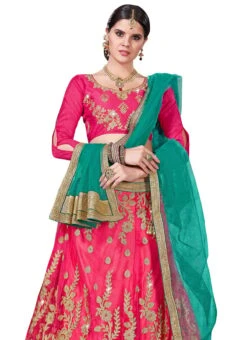 Pink Embroidered A Line Lehenga Wedding Wear -ZariGrace Shop pink embroidered a line lehenga ghsssitakr728708 b