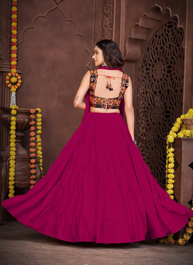 Pink Faux Crepe Bandhin Chaniya Choli Festive Wear 6 Pink Faux Crepe Bandhin Chaniya Choli Festive Wear - Image 4