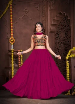 Pink Faux Crepe Bandhin Chaniya Choli Festive Wear 8 Pink Faux Crepe Bandhin Chaniya Choli Festive Wear -ZariGrace Shop pink faux georgette bandhin chaniya choli ghsacw7530 u