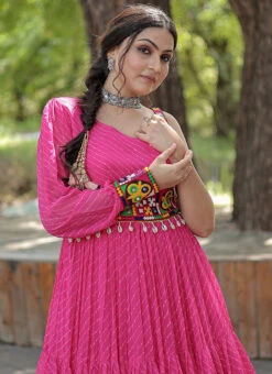 Pink Faux Georgette Gown After Six Wear -ZariGrace Shop pink faux georgette gown bgwrsacw8887 b