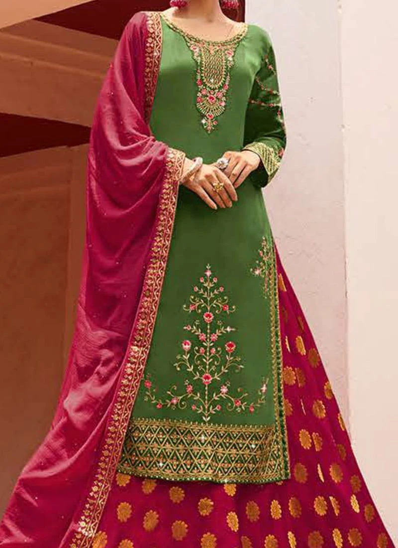 Pink Faux Georgette Umbrella Lehenga Party Wear 3 Pink Faux Georgette Umbrella Lehenga Party Wear