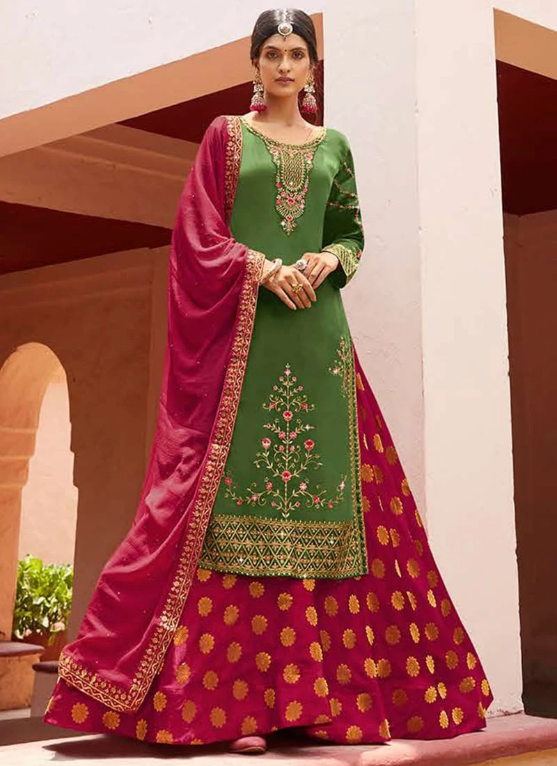 Pink Faux Georgette Umbrella Lehenga Party Wear 5 Pink Faux Georgette Umbrella Lehenga Party Wear - Image 3