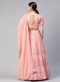 Pink Georgette Embroidered Sequins A Line Lehenga Party Wear -ZariGrace Shop pink georgette embroidered sequins a line lehenga ghsacw3072 b