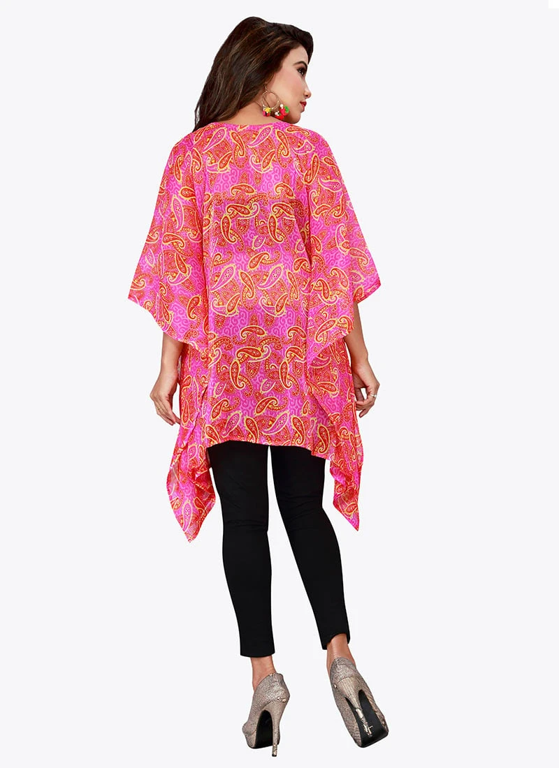 Pink Georgette Kaftan After Six Wear 6 Pink Georgette Kaftan After Six Wear - Image 4