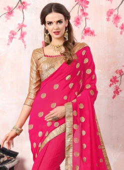 Pink Georgette Saree After Six Wear -ZariGrace Shop pink georgette saree sasnfa1206 b