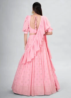 Pink Georgette Sequins Umbrella Lehenga Party Wear 9 Pink Georgette Sequins Umbrella Lehenga Party Wear -ZariGrace Shop pink georgette sequins umbrella lehenga ghsdrs11009 b