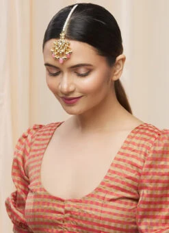 Pink Kundan Designer Mangtikka Party Wear -ZariGrace Shop pink kundan designer mangtikka hejdmf1922 b