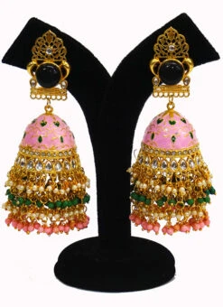 Pink Meenakari Jhumka Party Wear -ZariGrace Shop pink meenakari jhumka erddrj9155h b