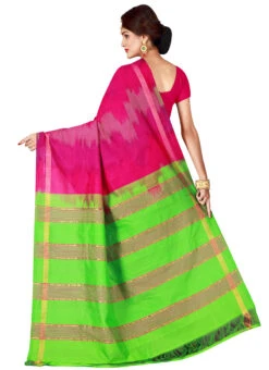 Pink N Green Zari Woven Saree After Six Wear -ZariGrace Shop pink n green zari woven saree sachfn003 b